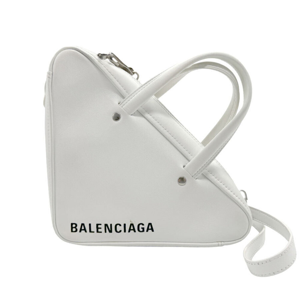 Balenciaga Triangle Duffle XS Shoulder Bag Handbag Leather White